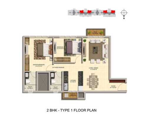 Mittal Elanza 2 BHK Floor Plan
