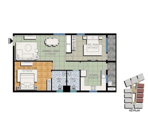 Incor Opulence 2 BHK Floor Plan