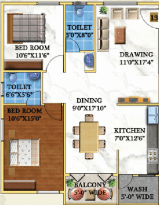 Garuda Royal Homes 2 BHK Floor Plan