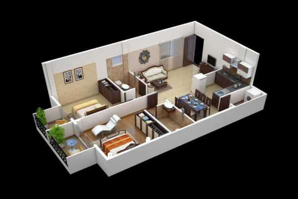 Garuda Vista 2 BHK Floor Plan