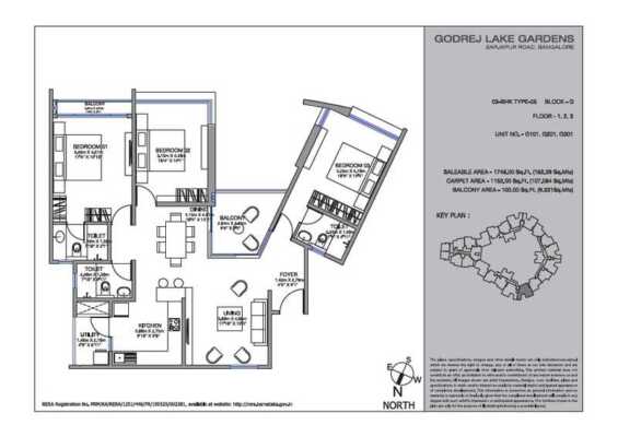 Godrej Lake Gardens 3 BHK Floor Plan