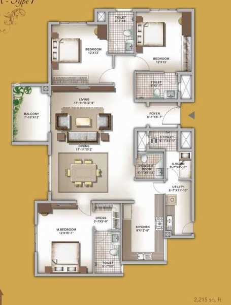 Legacy Eldora 3 BHK Floor Plan