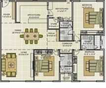 NR Orchid Gardenia 3 BHK Floor Plan