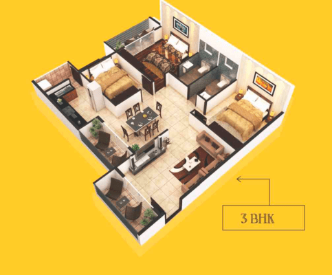 Ruchira Aarna Homes 3 BHK Floor Plan