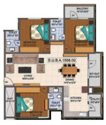Mahaveer Promenade 3 BHK Penthouse Floor Plan