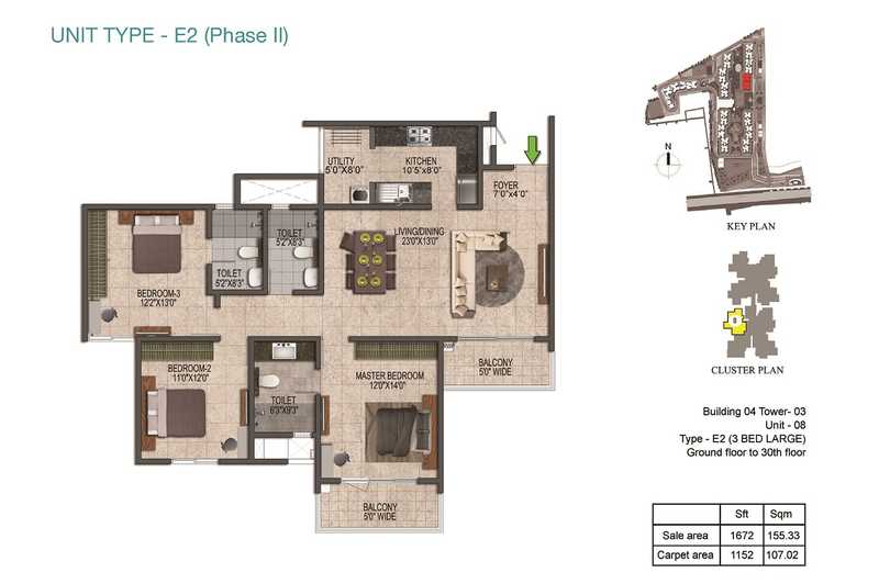 Prestige Jindal City 3 BHK Floor Plan
