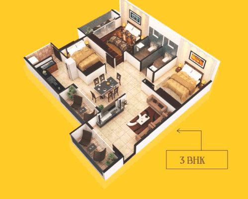 Ruchira Aarna Homes 3 BHK Floor Plan