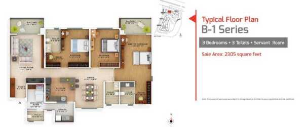 Vaswani Exquisite 3 BHK Floor Plan