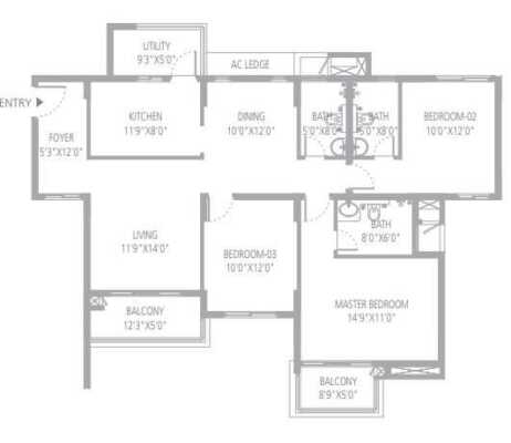 Assetz East Point 3 BHK Penthouse Floor Plan