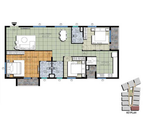 Incor Opulence 3 BHK Floor Plan