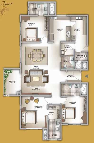 Legacy Eldora 3 BHK Floor Plan