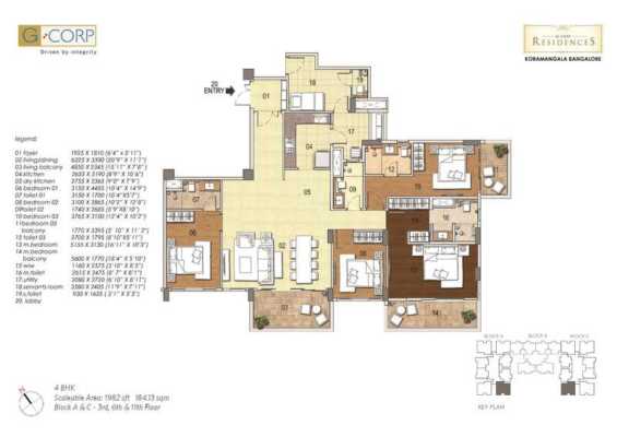 G:Corp Residences 4 BHK Floor Plan