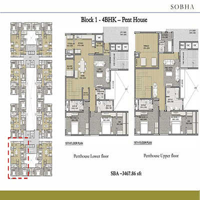 Sobha HRC Pristine 4 BHK Penthouse Floor Plan