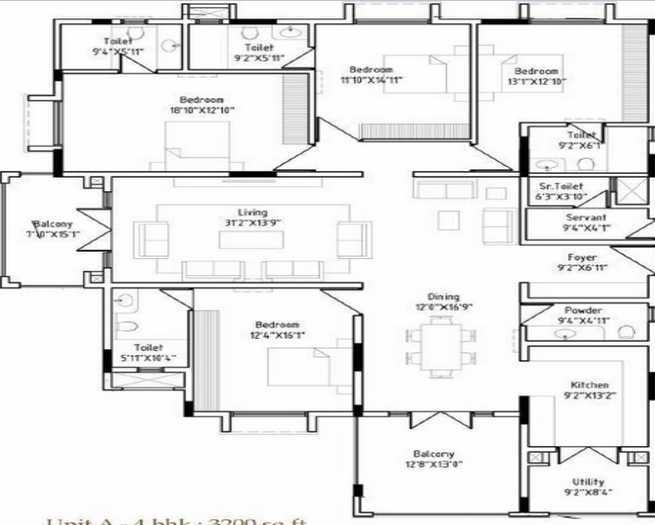 Legacy Celino 4 BHK Floor Plan