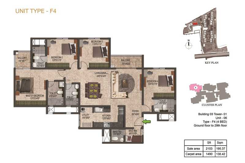 Prestige Jindal City 4 BHK Floor Plan