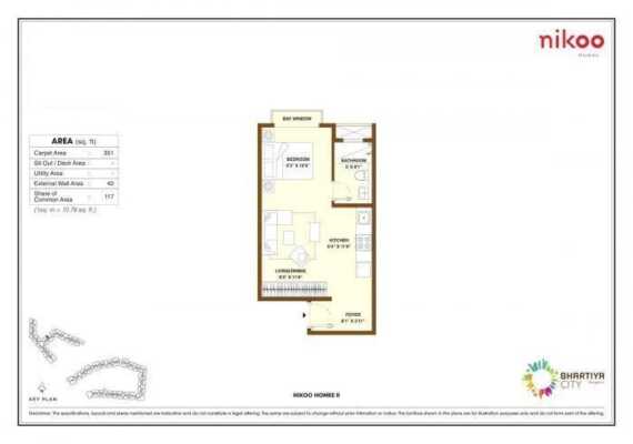 Bhartiya City Nikoo Homes Studio BHK Floor Plan