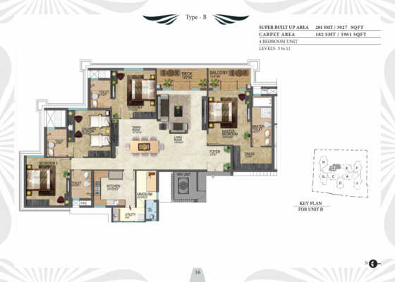 Prestige Leela Residences - 4 BHK Floor Plan