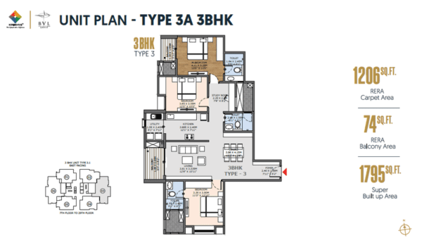 Krishvi Statura 3 BHK Floor Plan
