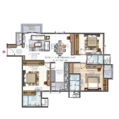Bren Zahara 3 BHK Floor Plan