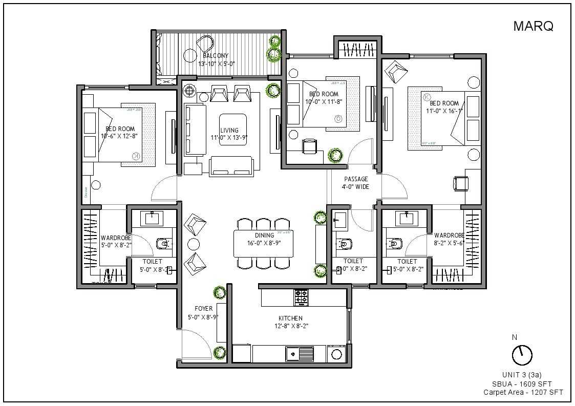 Assetz Marq 3.0 3 BHK Floor Plan