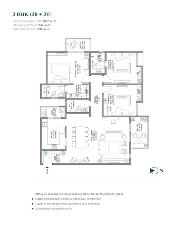 Assetz Marq 3.0 3 BHK Floor Plan
