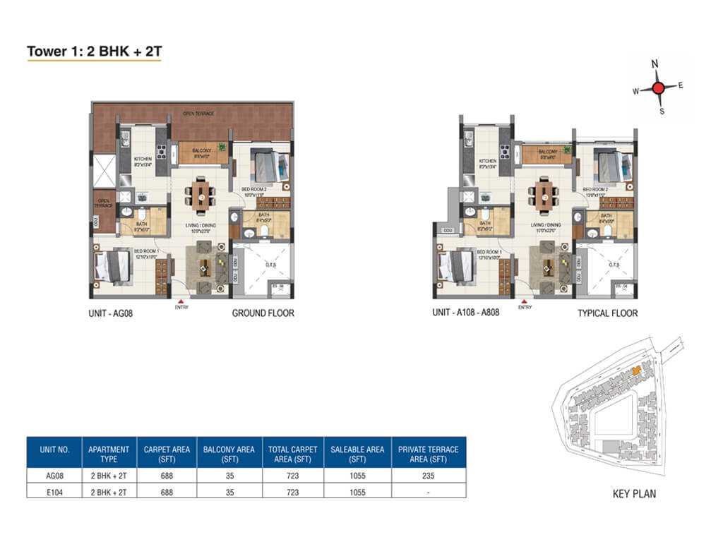 Casagrand Aquene - 2 BHK Floor Plan