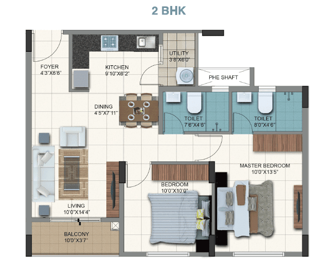 Sumadhura Aspire Aurum 2 BHK Floor Plan
