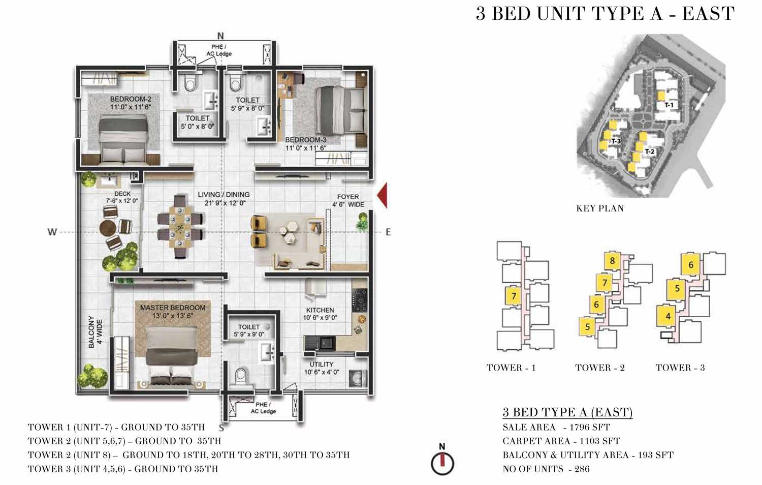 Prestige Beverly Hills 3 BHK Floor Plan
