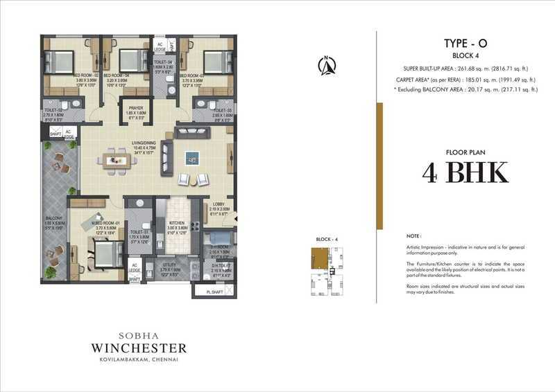 Sobha Winchester 4 BHK Floor Plan
