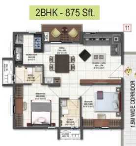 DSR Highland Greenz 2 BHK Floor Plan
