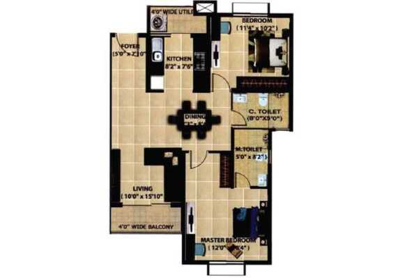Mantri Serenity 2 BHK Floor Plan