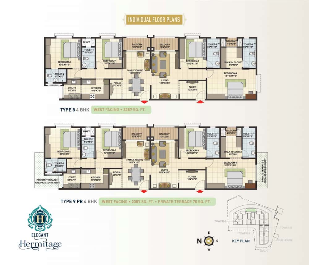 Elegant Hermitage 4 BHK Floor Plan