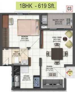 DSR Highland Greenz 1 BHK Floor Plan