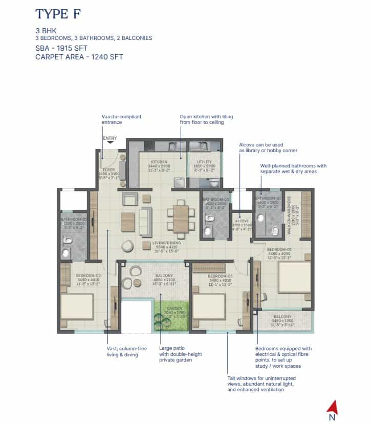 Sobha Neopolis 3.5 BHK Floor Plan