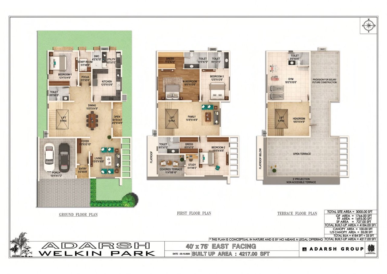Adarsh Welkin Park Villa 4BHK Floor Plan