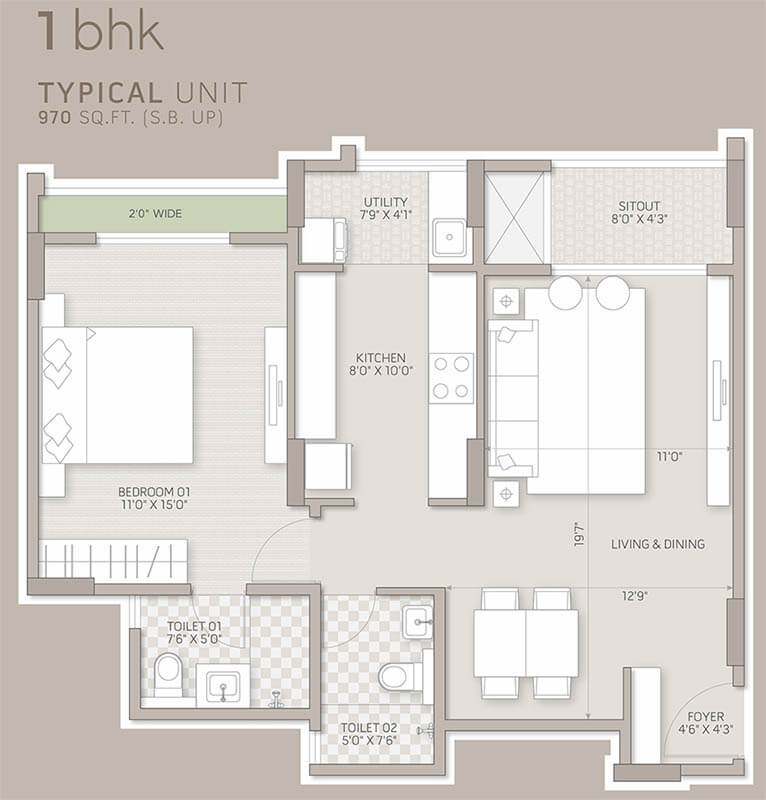 Goyal Orchid Salisbury 1 BHK Floor Plan