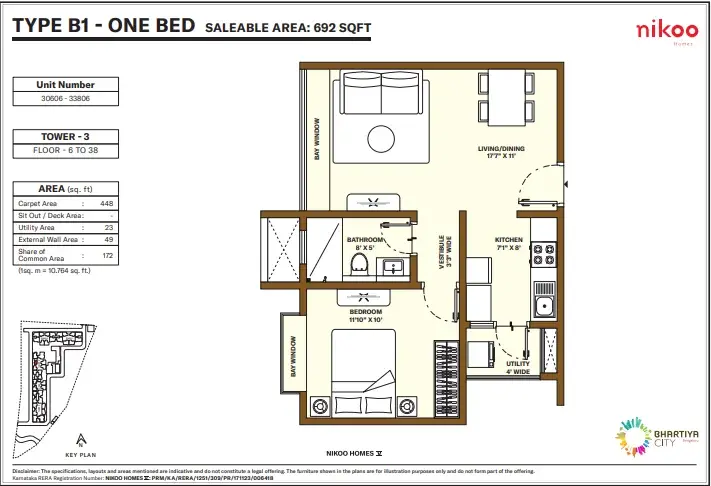 Nikoo Homes 5 1 BHK Floor Plan