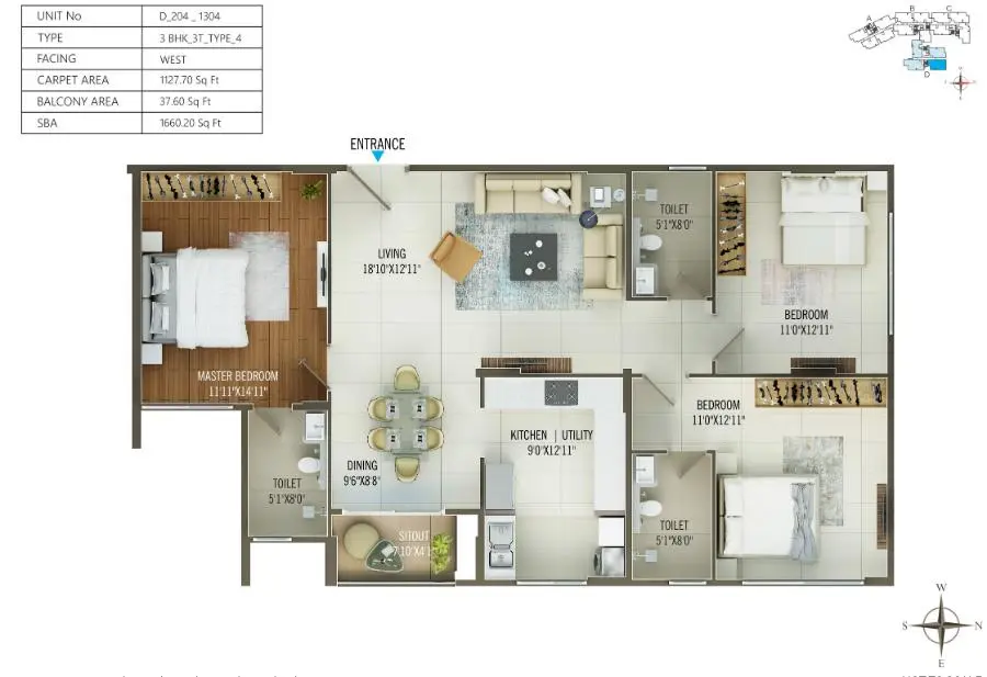 Concorde Mayfair 3 BHK Floor Plan